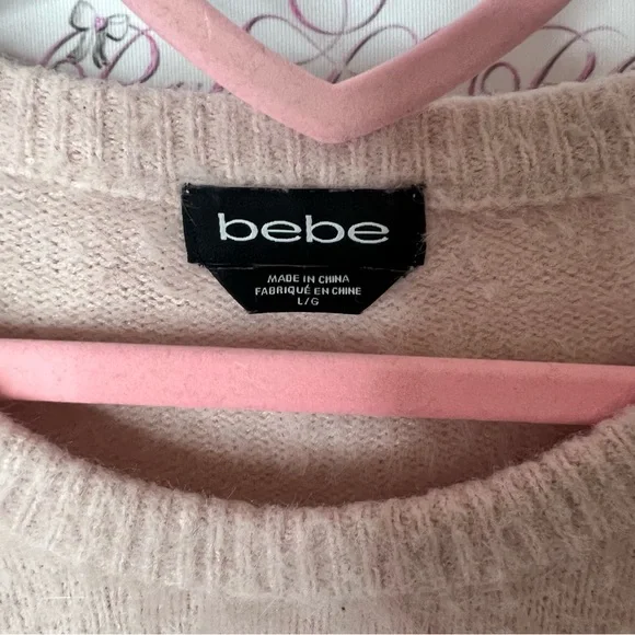 Bebe sweater furry fuzzy pink bling crystal rhinestone Swarovski - Picture 5 of 6